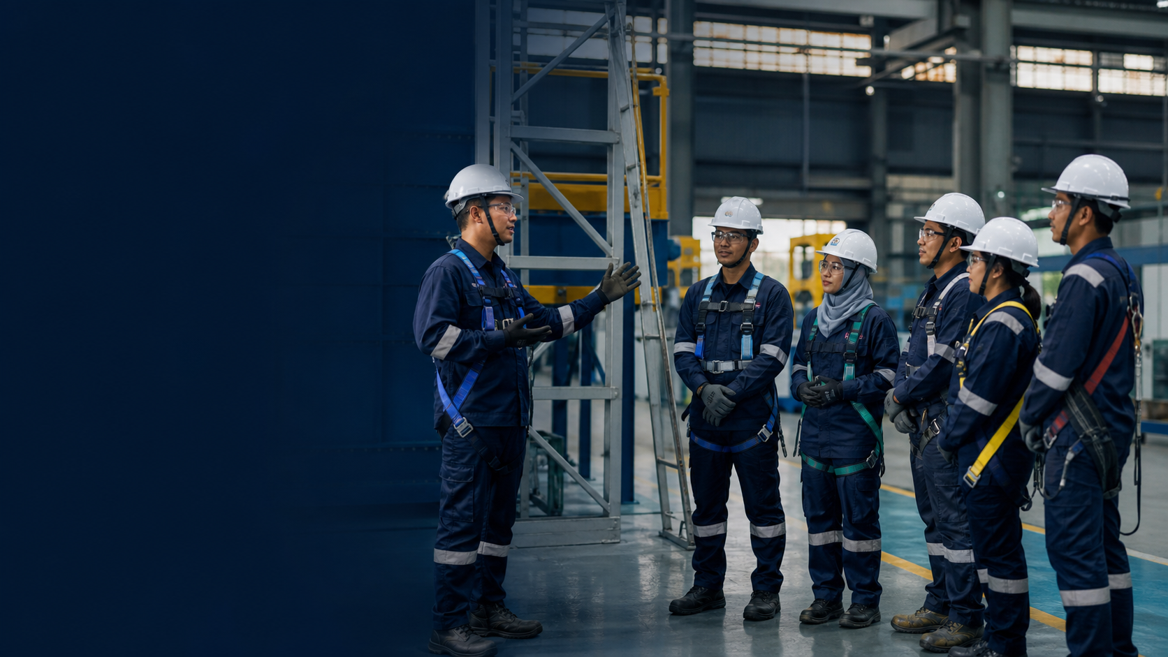 Workplace safety trainer guiding Malaysian professionals
